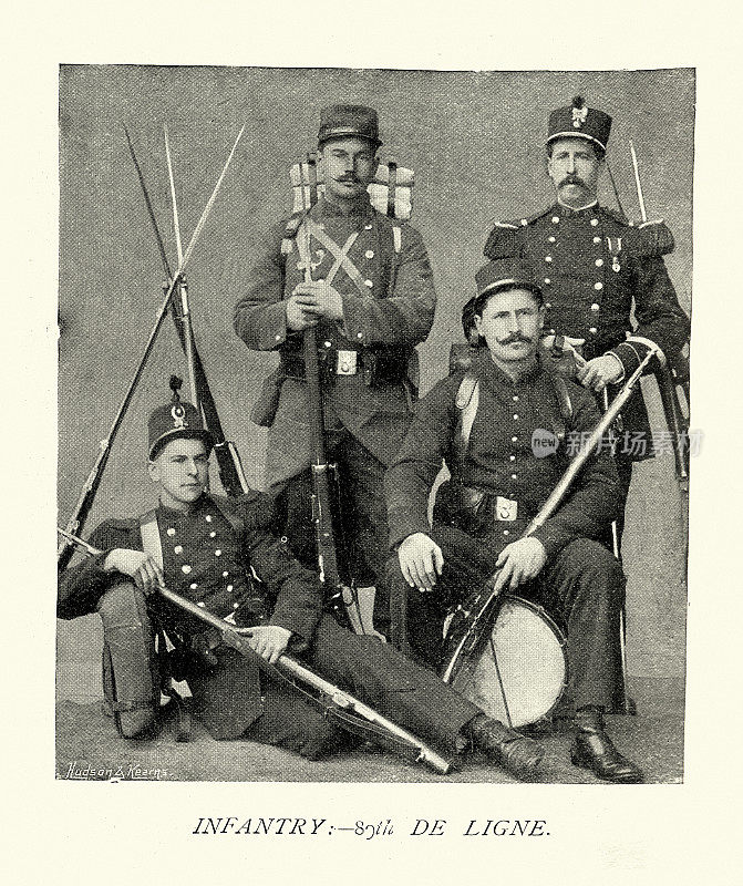 法国陆军士兵，第89 De Ligne步兵团，军事史，制服，19世纪90年代，维多利亚时代，19世纪